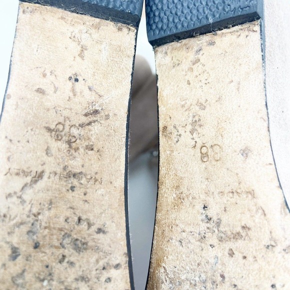 Sergio Rossi Elettra Tan Suede Studded Buckle Wedge Sandals Sz 38 (8) - Picture 8 of 9